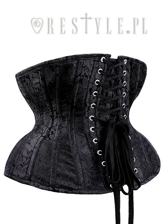 Black cotton underbust hourglass corset WIDE HIPS MATT