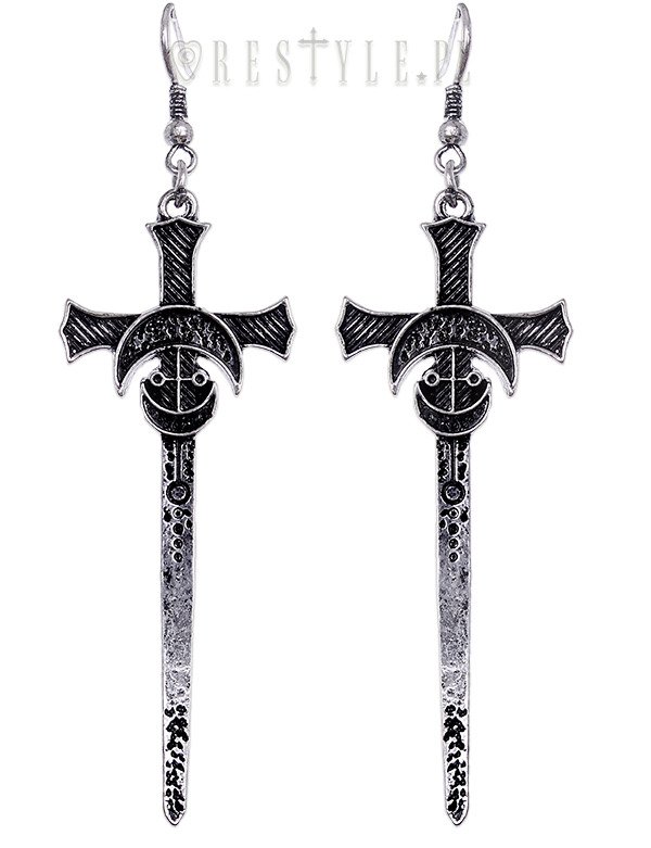 Witch earrings Gothic earrings Pentacle & sword earrings