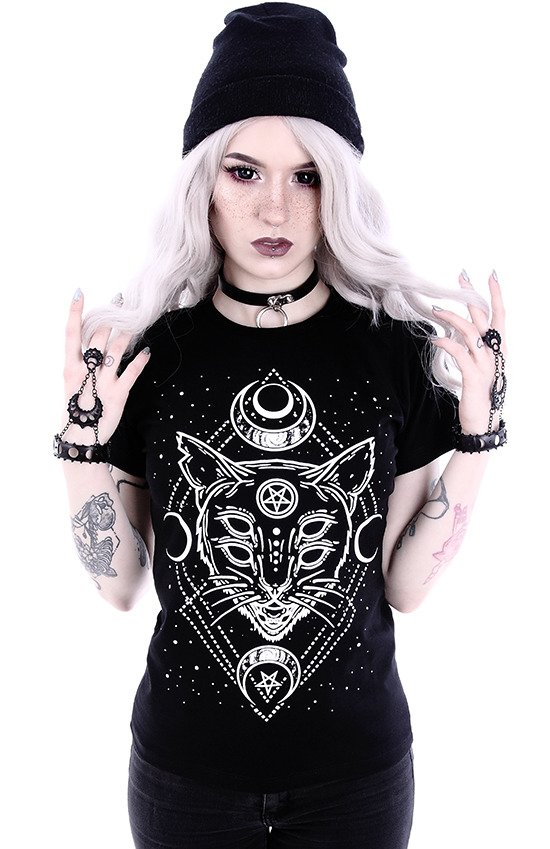 pels ligevægt appel Gothic t-shirt with a Moon Cat "GALAXY CAT" - Restyle