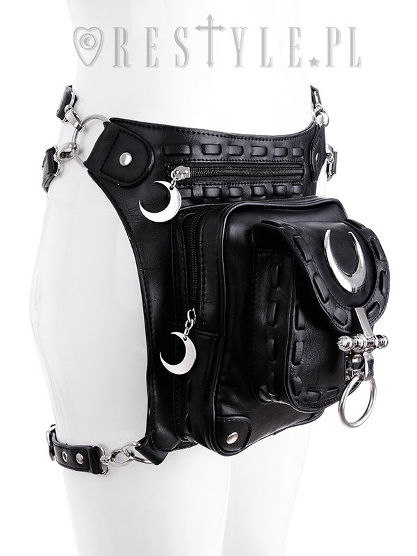 Black hip bag with pockets, pocket belt, moon bag, gothic utility belt ...