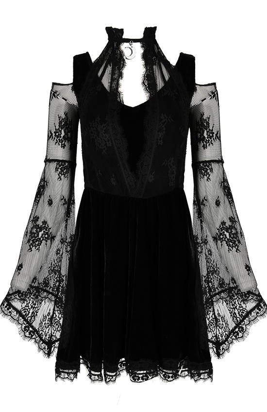 Layered lace gothic dress with a crescent charm - Restyle