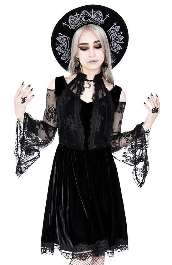 Layered lace gothic dress with a ...