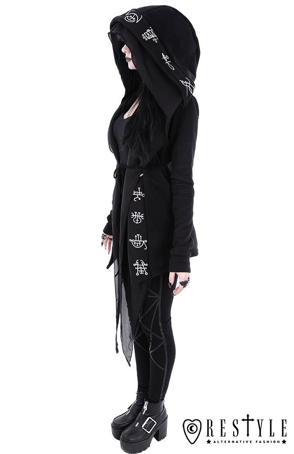 Long, Gothic jacket with oversized hood 
