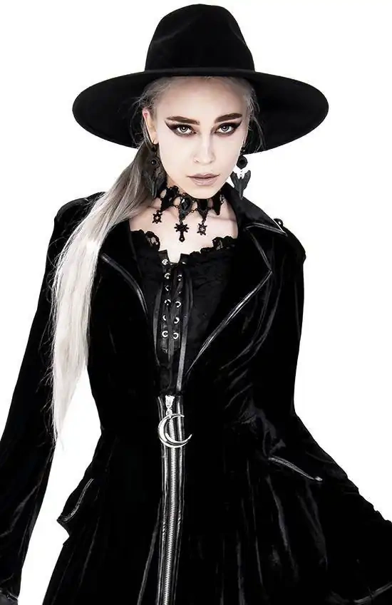 Long Velvet Coat with crescent moon and 