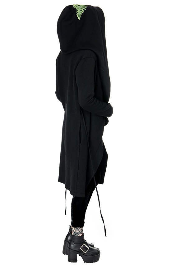 Long, gothic Fern Hoodie with oversized hood 