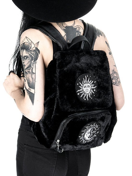 Restyle MOON & SUN BACKPACK Black Gothic Fur Bag 