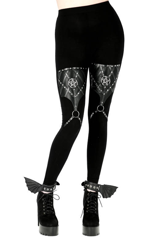 BAT LEGGINGS Cotton pants with wings and corset lacing - Restyle
