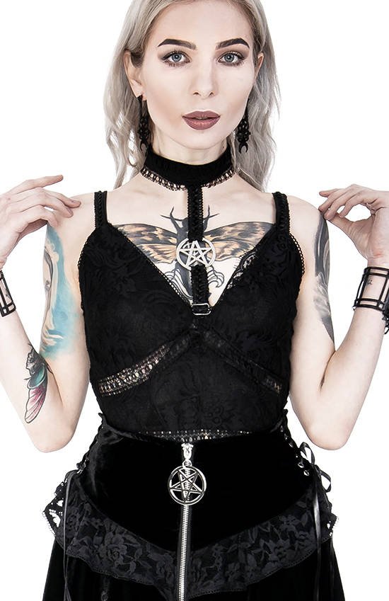 Pentagram Choker Tunic Gothic Dress with harness