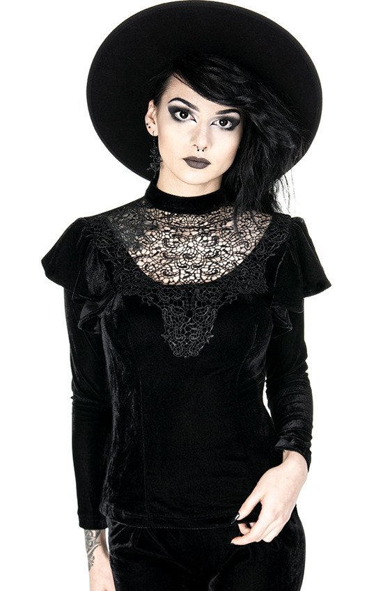RETRO QUEEN BLOUSE, Black dotted lace | CLOTHES \ Blouses | Restyle.pl