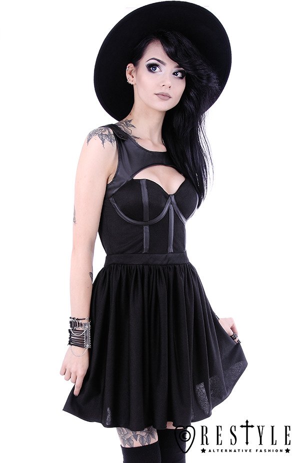 Black gothic dress, leather straps, witchcraft fashion TAINTED LOVE ...