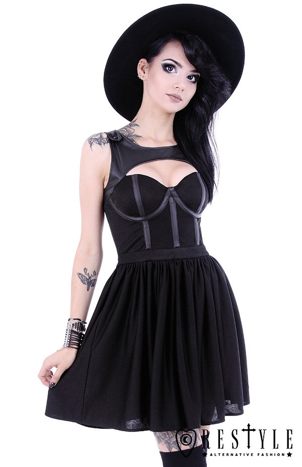 Black gothic dress, leather straps, witchcraft fashion TAINTED LOVE ...