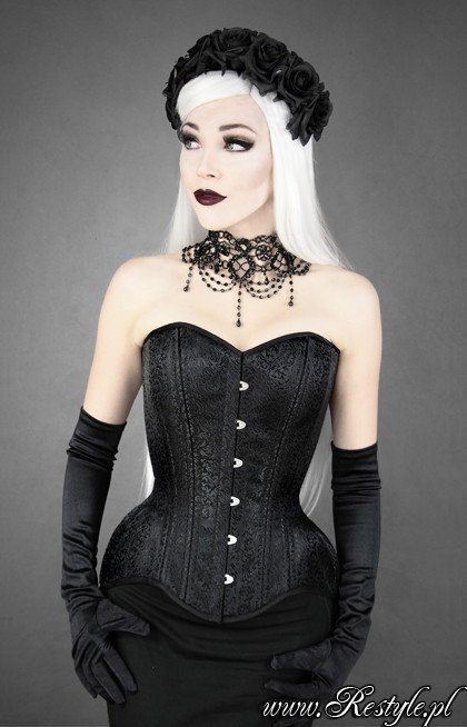 SKELETON UNDERBUST anatomical, Black cotton corset, horror - Restyle