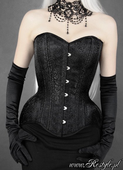 WH BROCADE OVERBUST Black gothic jacuard hourglass corset