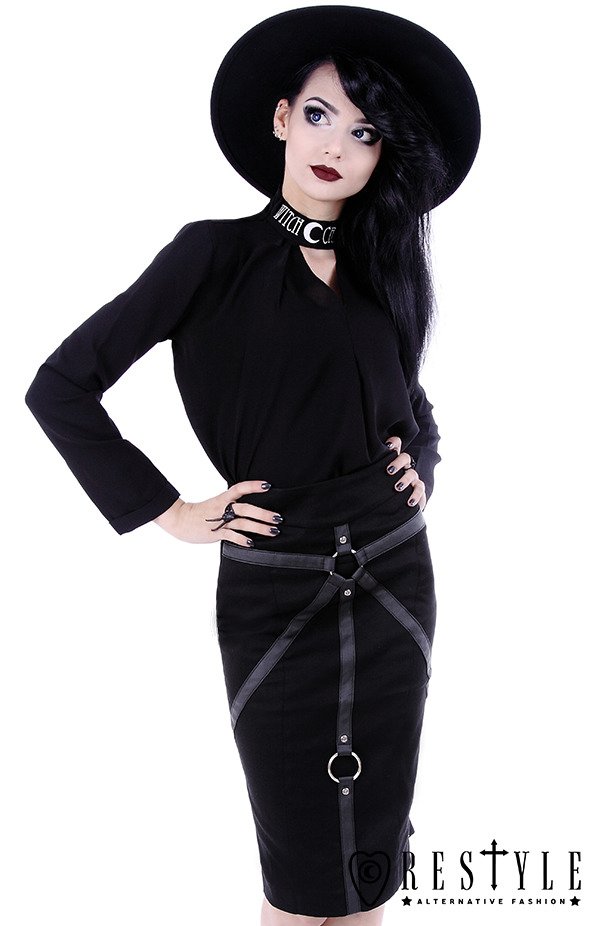 Witchy shirt with triangle neckline, embroidery, gothic blouse ...