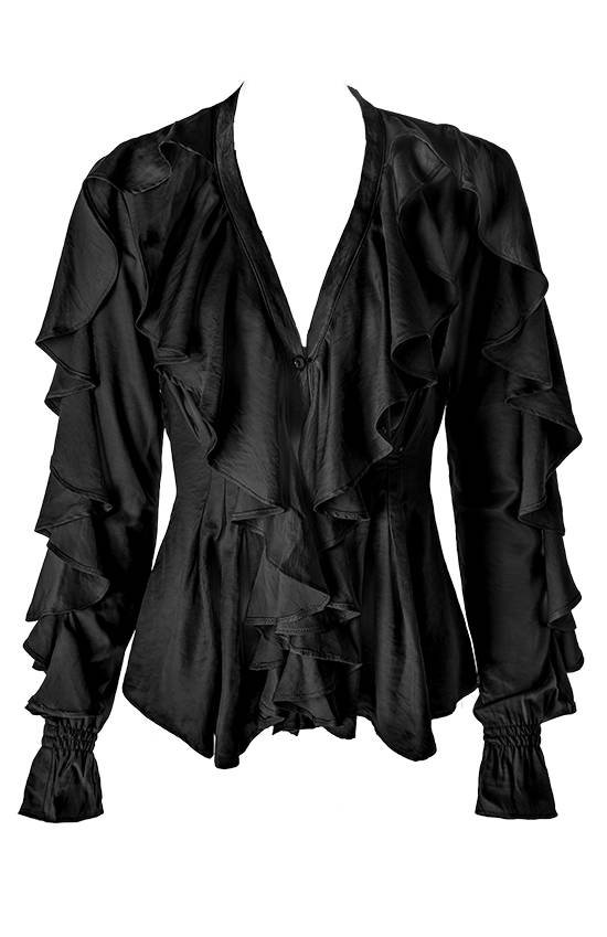 gothic DAPHNE BLACK SHIRT with ruffles - Restyle