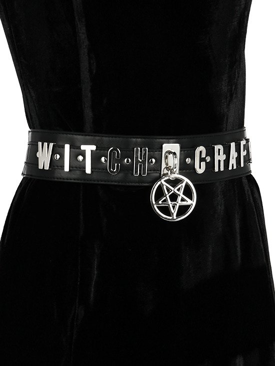 Restyle Witchcraft Pentagram Goth Punk Occult Vegan Leather Accessory Waist Belt 