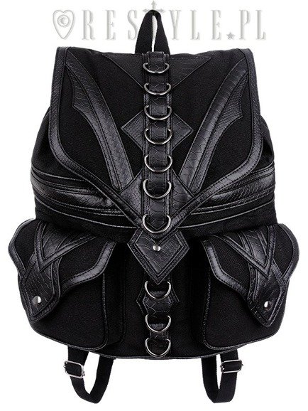  Black School bag with pockets, 90s backpack "DRAGON BACKPACK"