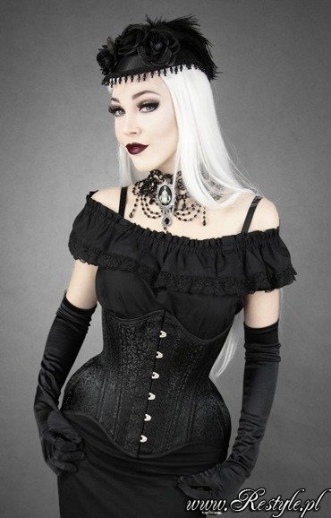  "WH BROCADE UNDERBUST" Black jacuard hourglass corset gothic
