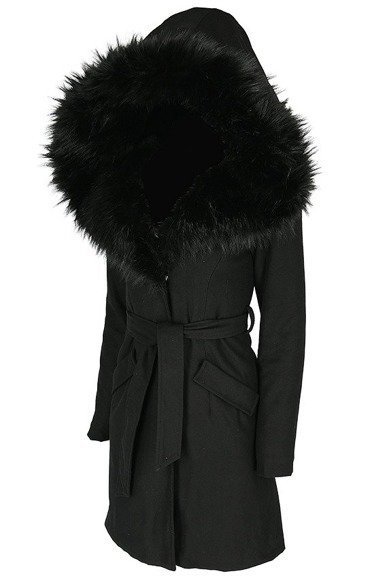 ARCANUM COAT Black gothic winter coat with oversized fur hood - Restyle