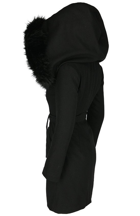 ARCANUM COAT Black gothic winter coat with oversized fur hood