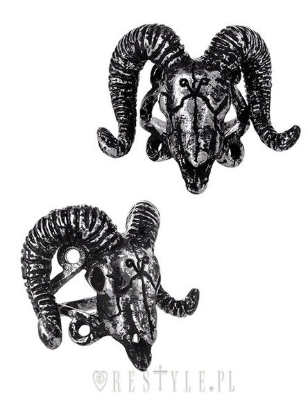 Antique silver ring, arsenic, horns, animal skull, gothic ring  "RAM SKULL Silver" 
