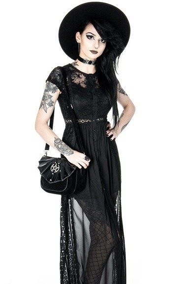 BLACK GRACE DRESS Long Lace gown. Romantic Dress - Restyle