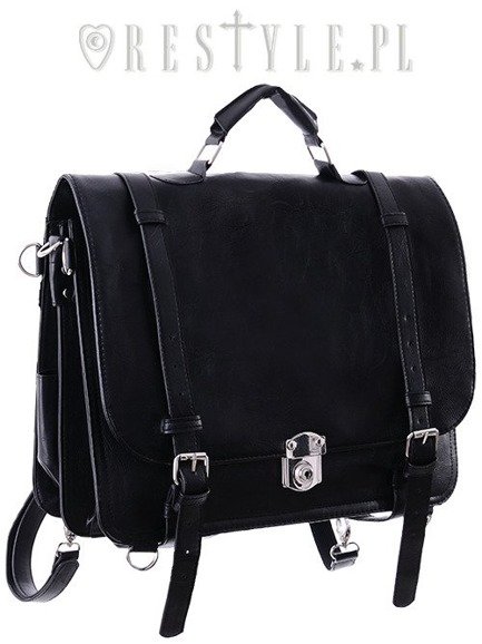 Bag, black satchel, School bag "CLASSIC MESSENGER" 