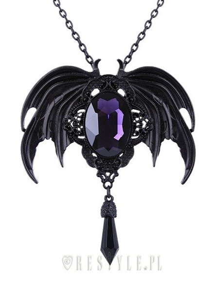 Bat pendnat in matte black, purple gem "Vespertilio Violet"