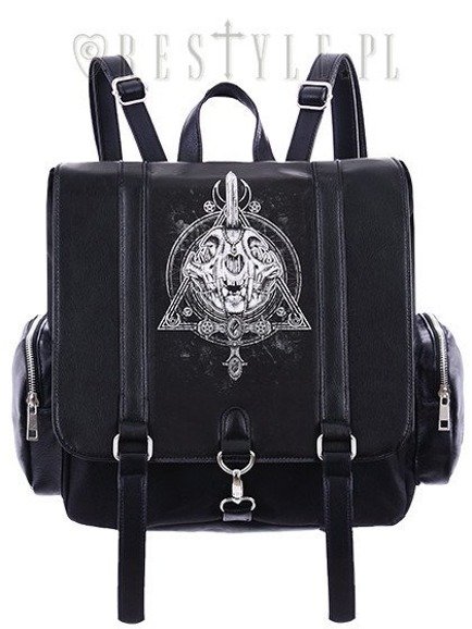 Black, Cat skull, Moon, Gothic, square backpack "OCCULT BACKPACK" 