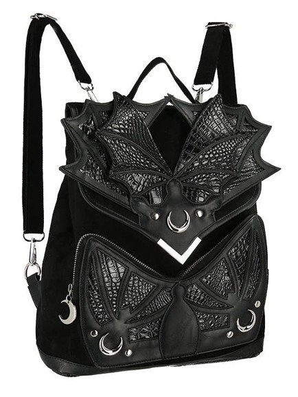 Black Phantom Gothic Backpack with a dragon wings