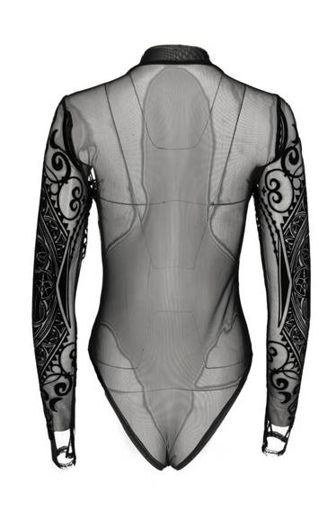 Black gothic MESH BODYSUIT CATHEDRAL CORSET - Restyle