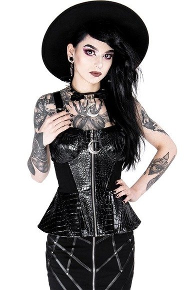 Black gothic corset ALLIGATOR BASQUINE TOP