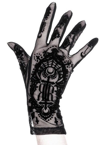 Black gothic mesh SAINT GOTH gloves