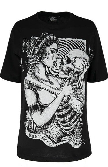 Black oversized t-shirt KISS OF DEATH