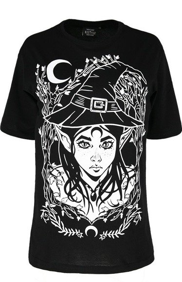 Black t-shirt with ELF WITCH in the forest Oversized fit