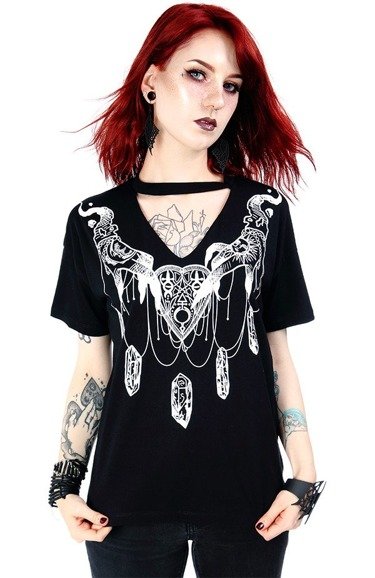 Black t-shirt with choker Haunted top