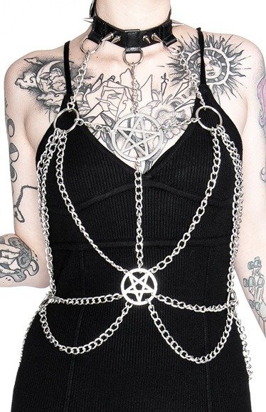 CHAINED PENTAGRAM HARNESS belt, gothic accessory