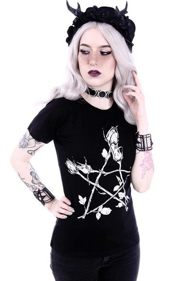 Classic Gothic, witchy T-shirt "ROSE PENTAGRAM" 