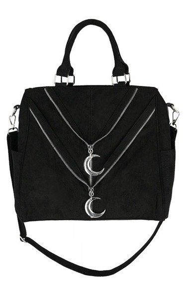 DOUBLE ZIPPED MOON shopper BAG Gothic Moon handbag with zips