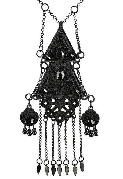 Double Triangle Necklace Black Pagan Pendant