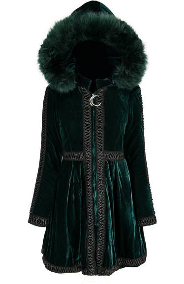 EMERALD GREEN MIGINA COAT with faux fur