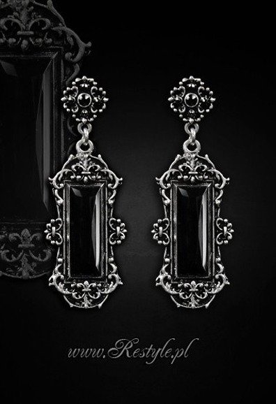 Evening, victorian earrings "VIVIAN BLACK" gothic romantic jewellery
