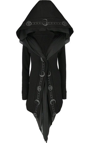 FORTUNE TELLER HOODIE black gothic hoodie with veil and symbols - Restyle