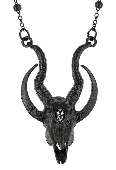 Gothic 3D BLACK CRESCENT SKULL Goat Pendant