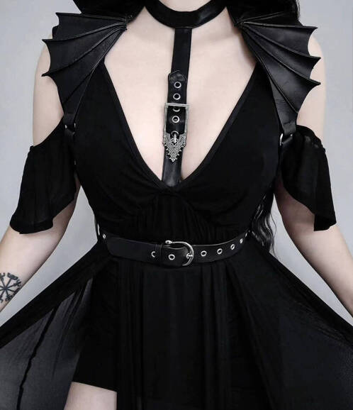 Gothic Accessory, Occult fashion "BAT WINGS HARNESS BELT"