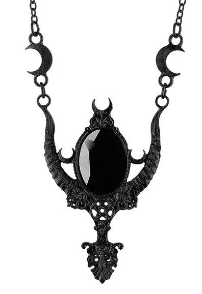 Gothic Black Mystica Necklace with horns