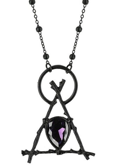 Gothic Branch Delta black pendant with opal