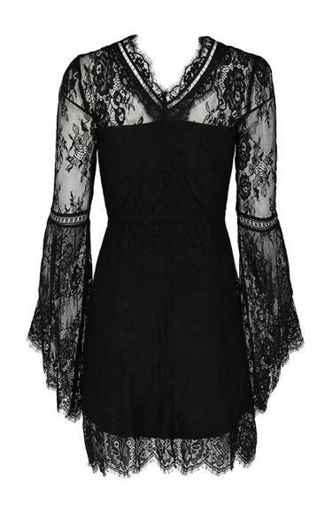 Gothic Eyelash Lace Dress Black - Restyle