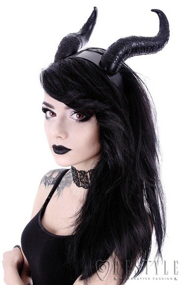 Gothic Headpiece, Black headband, satan horns EVIL HORNS