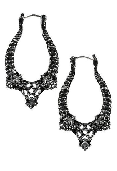 Gothic Horns Earrings Silver